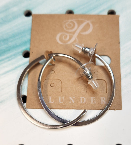 Ridge Silver Hoop Earrings